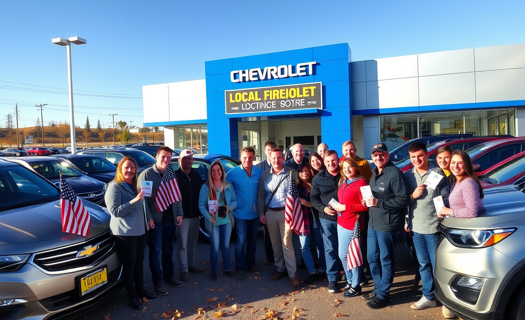 Promoção Do Concessionário Chevy Com Armas E Bandeiras