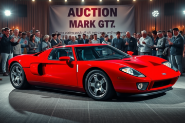 Ford GT 2005 em destaque, mostrando sua raridade e história de venda em leilão.