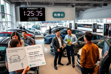 Imagem de veículos elétricos e informações sobre subsídios na compra, abordando as mudanças programadas que afetam consumidores.