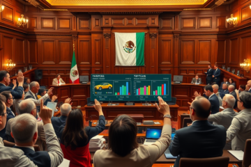 Imagem ilustrativa da Câmara dos Deputados com foco nas novas tarifas de importação que visam proteger a indústria local.