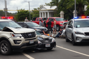 Acidente de trânsito envolvendo três veículos causado por motorista sob efeito de álcool.