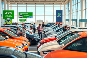 Gráfico demonstrando o aumento projetado nas vendas de veículos elétricos usados e a disponibilidade de estoque para 2026.