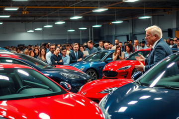 Gráfico mostrando a depreciação de carros usados em 2025, com foco em veículos elétricos e marcas de luxo.