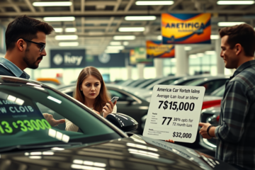 Imagem que ilustra os altos pagamentos mensais de financiamento de carros nos Estados Unidos, destacando a crise de acessibilidade e os modelos caros.