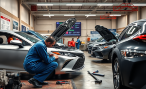 Imagem de um Toyota Camry Hybrid e Corolla Cross Hybrid envolvidos em recall devido a um problema com parafuso solto.