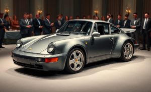 Porsche 911 Turbo 3.6 de 1994 com pintura Slate Gray e rodas Speedline de 18 polegadas, leiloado por $831,000.