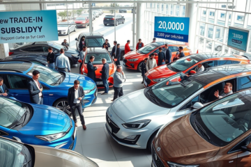 Imagem ilustrativa sobre o subsídio de troca para compras de veículos, destacando a renovação do programa e suas implicações no mercado.