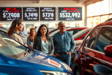 Infográfico sobre o aumento dos preços de veículos e dívidas de financiamento nos EUA.