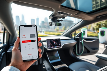 Imagem de um smartphone exibindo chaves nativas da Tesla na carteira móvel.