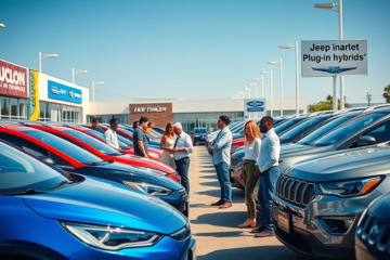 Imagem destacando a venda de veículos novos e a decisão da Stellantis sobre híbridos plug-in.