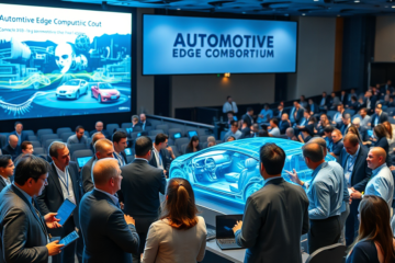 Mitsubishi Heavy Industries anunciando a adesão ao Automotive Edge Computing Consortium para melhorar a infraestrutura de dados automotivos.