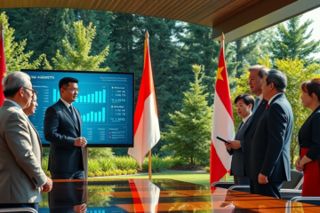 Imagem da visita estratégica do Primeiro-Ministro canadense à China, destacando esforços para diversificação econômica e relações comerciais.