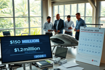 Desenvolvimento de eVTOL com financiamento de $150 milhões para pesquisa e integração.