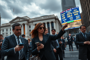 An illustration depicting the decline of the dollar against the euro and its effects on the economy.