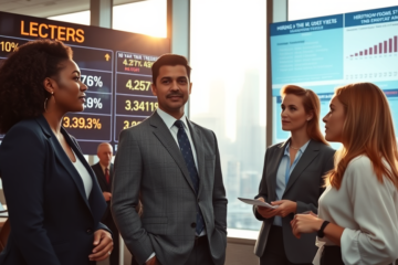 Illustration of U.S. Treasury yields and job report data analysis.