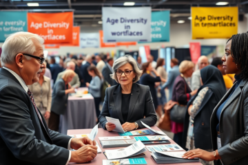 A group of older individuals discussing job opportunities, highlighting the trend of retirees returning to work due to economic challenges.