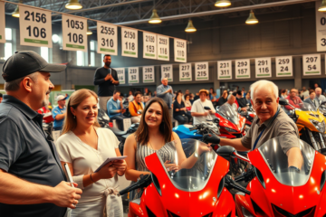 Imagem de motos disponíveis em leilão, representando uma oportunidade de renda extra.