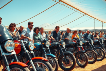 Imagem de uma motocicleta em leilão, representando oportunidades de renda alternativa.