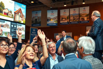 Imagem ilustrativa sobre leilões como oportunidade financeira, mostrando imóveis e investimentos.