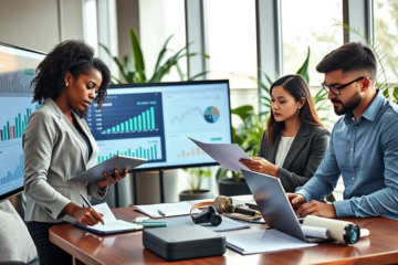 Imagem ilustrativa de pessoas analisando leilões como estratégia financeira.