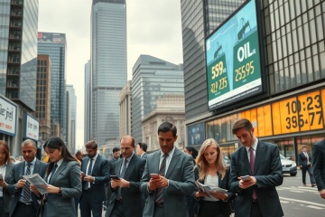 A graphic representation of the economic crisis highlighting job losses and rising oil prices due to geopolitical tensions.