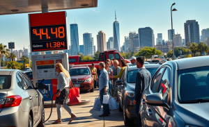 Image depicting the impact of oil price shocks on the economy, with rising gasoline prices and consumer spending.