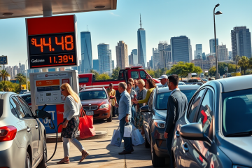 Image depicting the impact of oil price shocks on the economy, with rising gasoline prices and consumer spending.