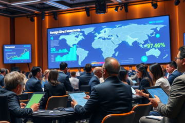 Infographic showcasing 2026 World Investment Report data on foreign direct investment trends and insights.