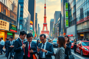 A visual representation of Japan's economic landscape, highlighting the struggle with high public debt and low interest rates amid a recovery period.