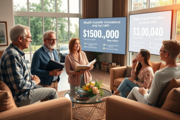 Illustration depicting the concept of wealth transfer from older generations to heirs, emphasizing the financial implications and the role of inheritance.