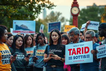 Digital advertising campaign focusing on tariffs and political strategies targeting Democrats.