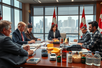Illustration of U.S. tariffs affecting Canadian exports