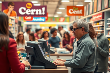 Visual representation of the shift in cash transactions after the discontinuation of cents, highlighting payment rounding and the rise of credit card usage.